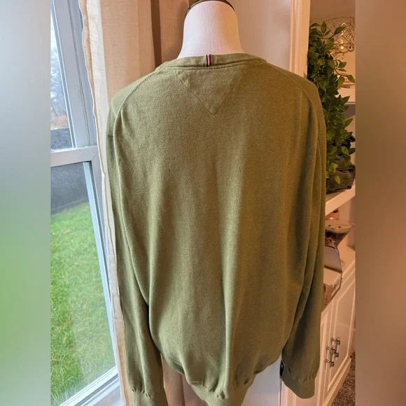 Tommy Hilfiger Crewneck Sweater Mens XXL Green Cotton Flag Logo - Picture 7 of 8